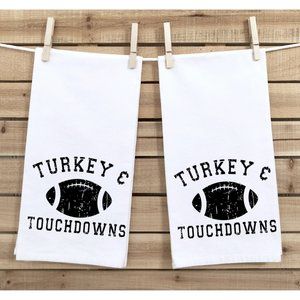 Thanksgiving Tea Towels, Set of 2, Turkey and Football